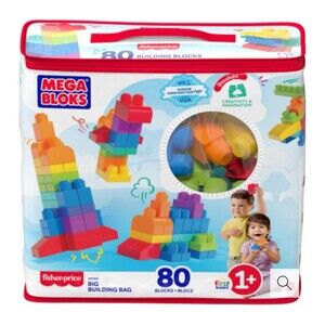 Fisher-Price Mega Blocks Big Building Bag DCH63 80 Piece New Unopened Ages 1+
